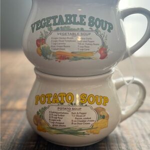 Vintage Soup Recipe Mugs Set - White